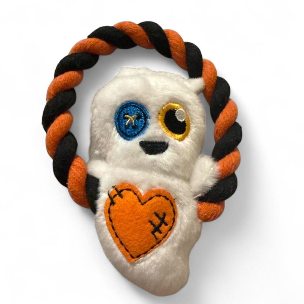 Halloween Ghost Rope Dog Toy with Squeaker Plush New